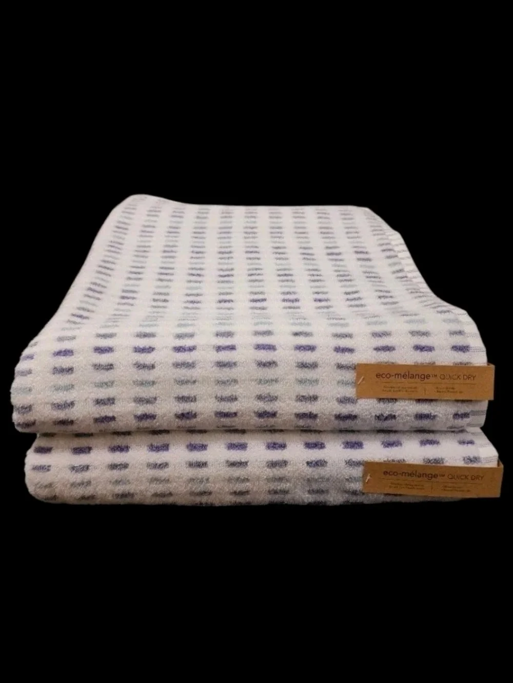 10pc ECO Melange 2 Bath 2 Hand 6 Washcloth Towel Set Purple Blue Ombre Check NEW